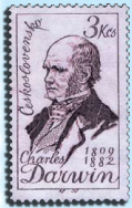 Портрет Дарвина на марке Чехословакии